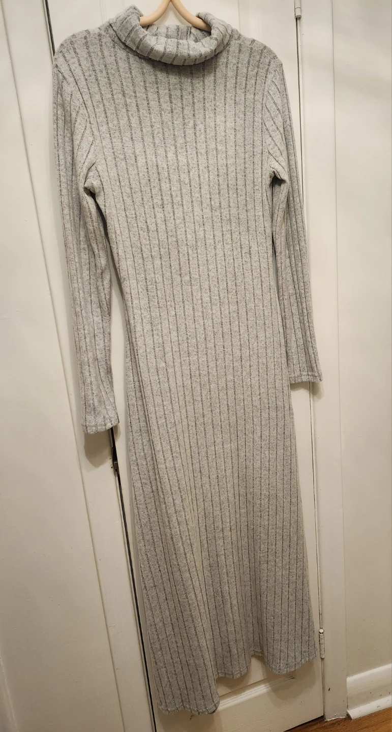 NEW Shein Grey Ribbed Turtleneck Maxi Dress - Size L - photo 4