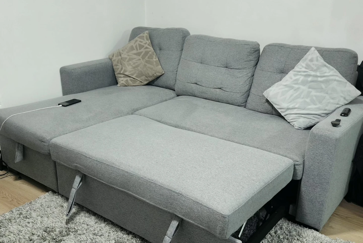 $400 - GREAT DEAL! - Grey Sectional Sofa with Pull-out Bed