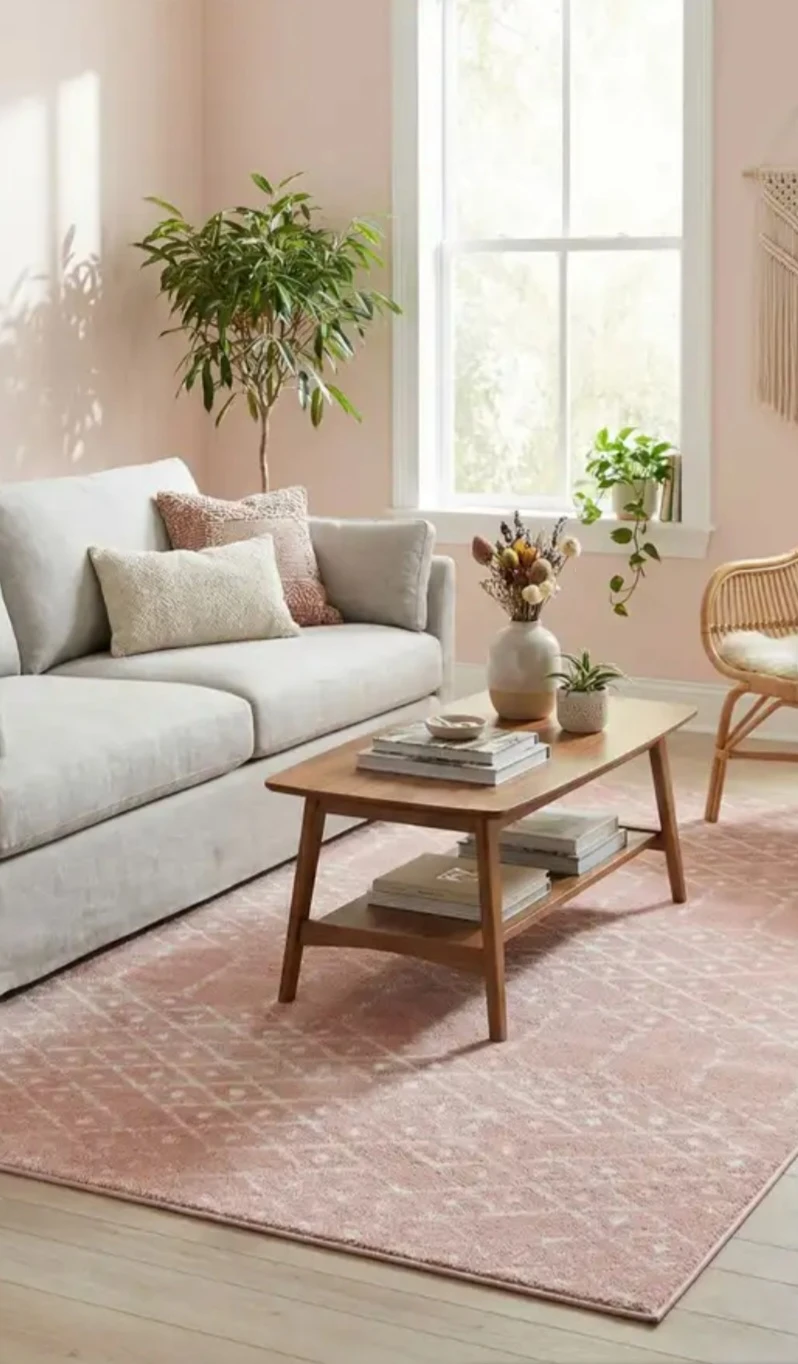 NEW!  5'3 x 8' Pink Geometric Area Rug - photo 2