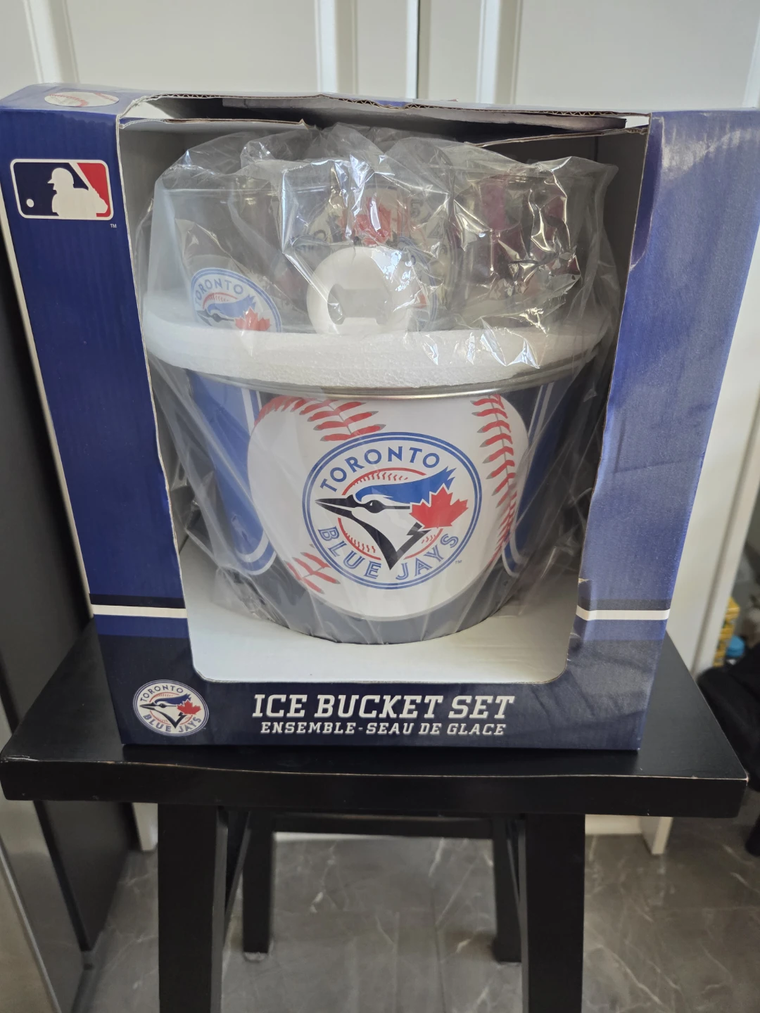 Toronto Blue Jays Ice Bucket Set with Glasses, Coasters & Opener