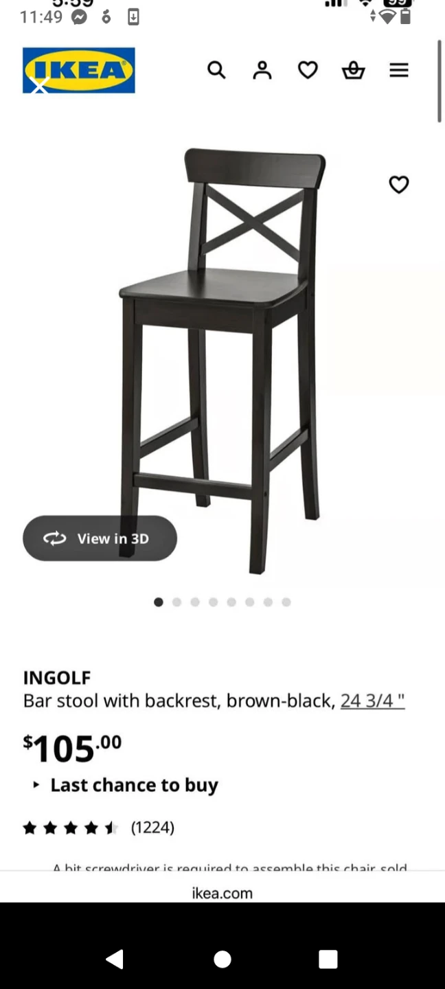 BNIB IKEA Ingolf Bar Stool with Backrest - photo 2