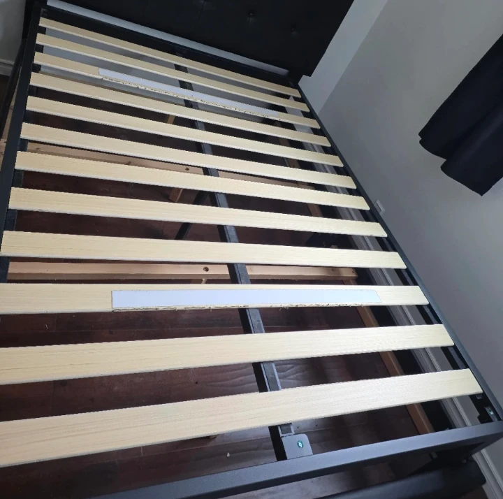 Black Metal Bed Frame Full with Wooden Slats - photo 2