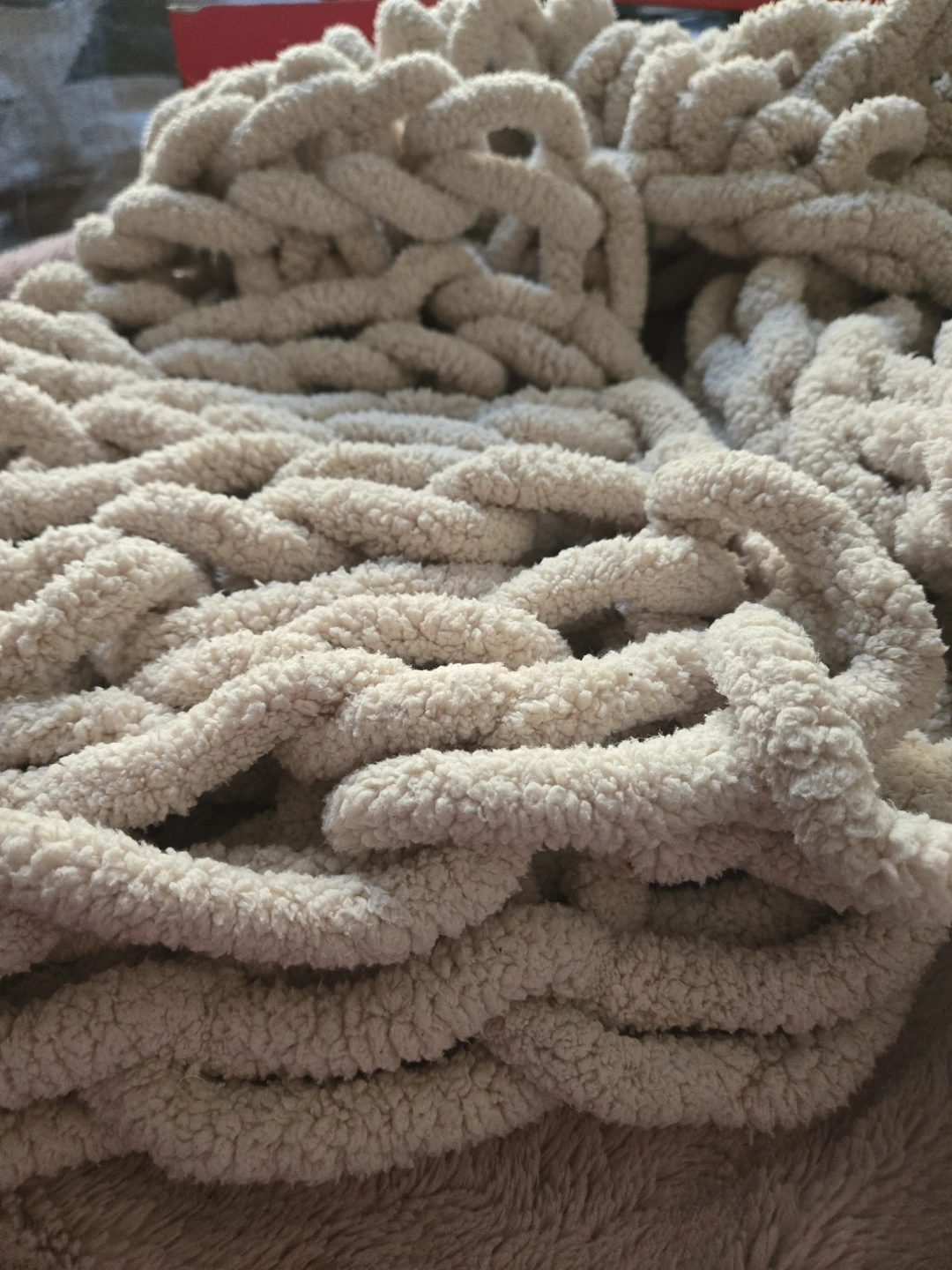 Chunky Knit Throw Blanket - Beige