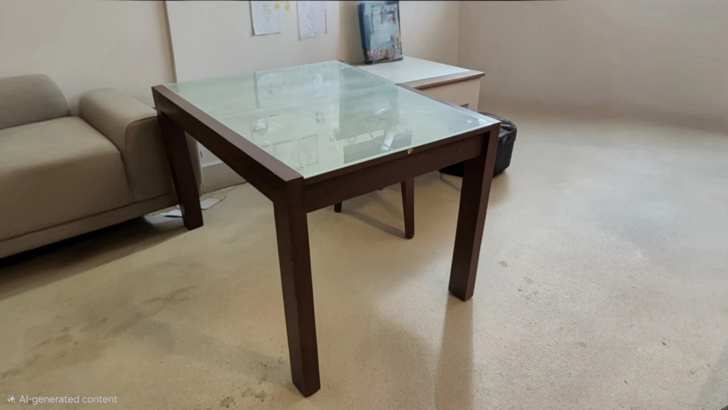 FREE Glass Top extendable dining Table with Wooden Frame