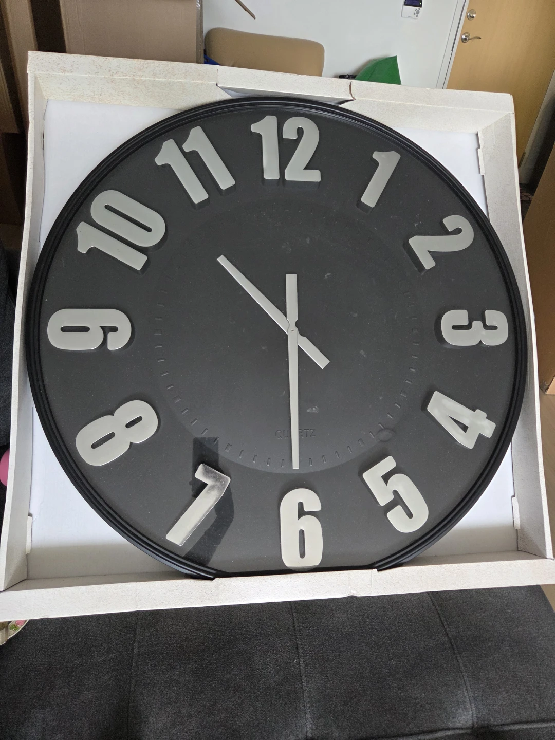 30-inch Black & Silver Wall Clock