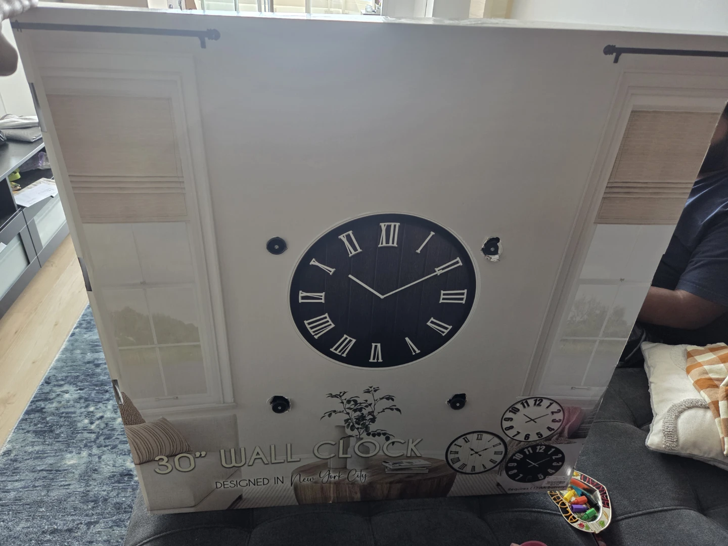 30-inch Black & Silver Wall Clock - photo 2