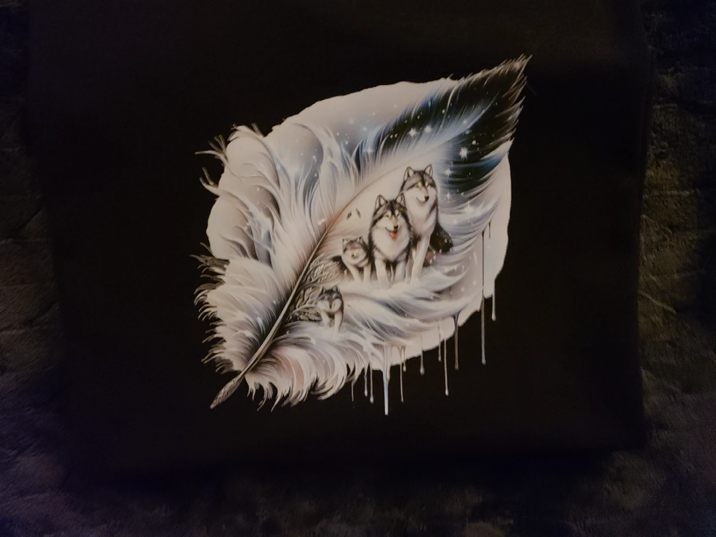Handmade Wolf Family Feather  T-Shirt