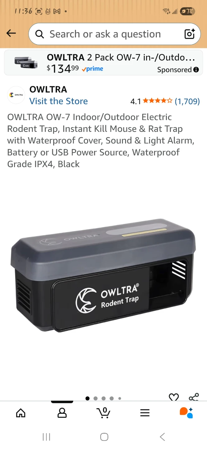 OWL TRA Rodent Trap - Indoor/Outdoor Electric Mouse & Rat Trap