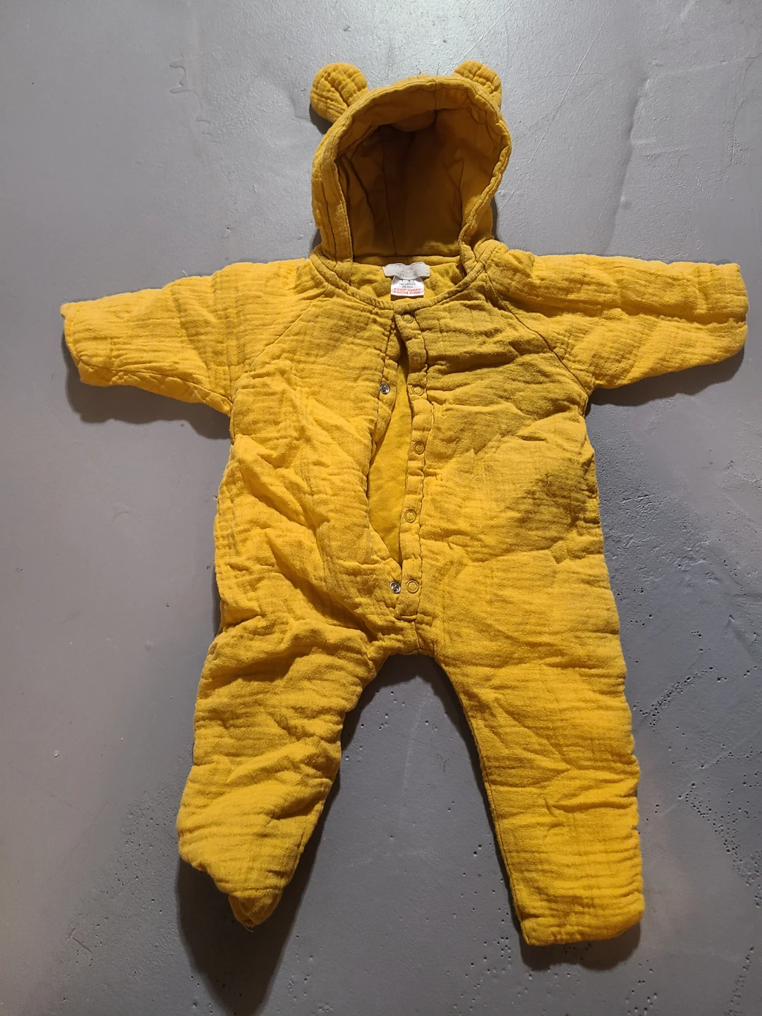 Zara Kids Yellow Bear Hooded Onesie - 12 Months