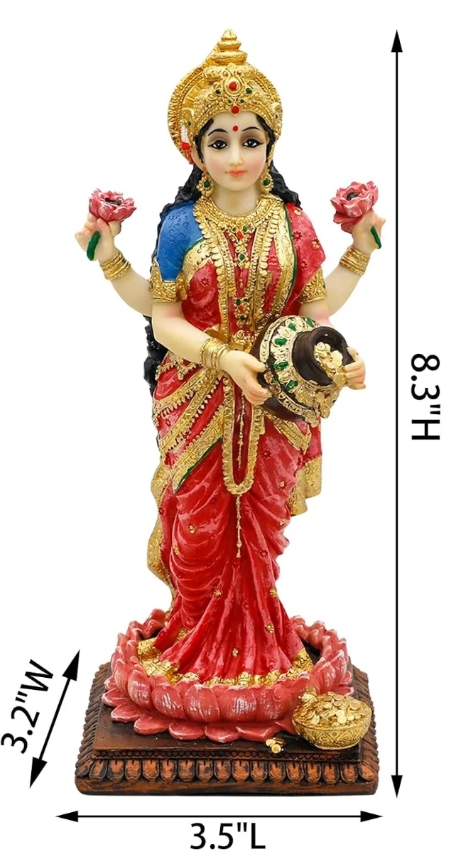 Lakshmi Standing on Lotus Hindu Goddess Statue (new in box) - photo 2