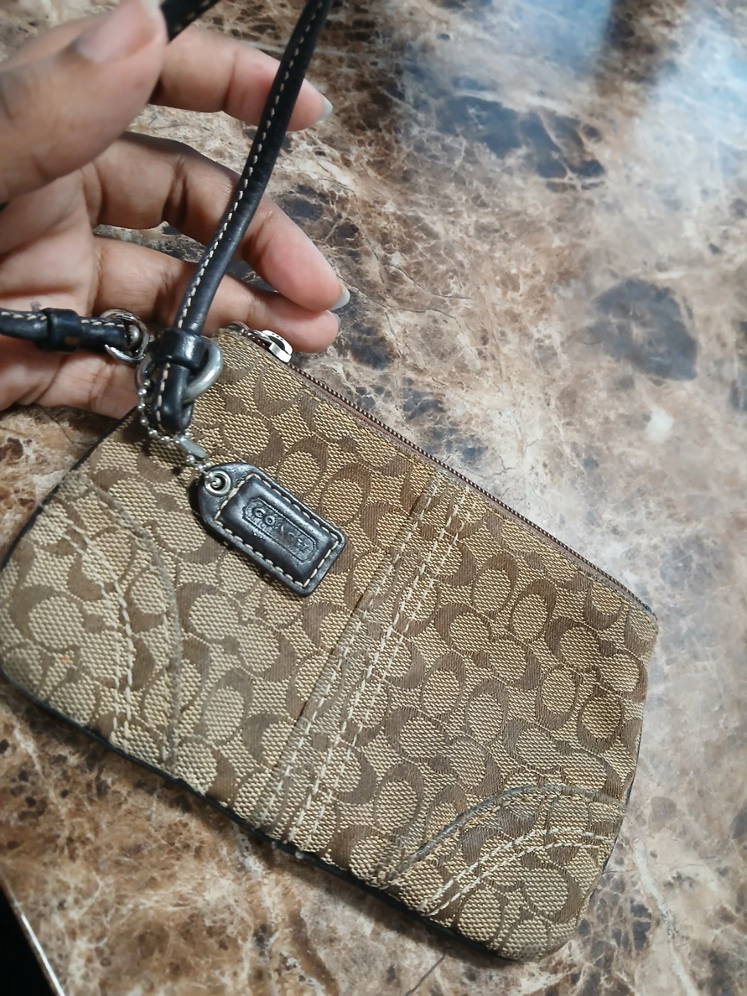 Coach Signature C Canvas Wristlet Pouch