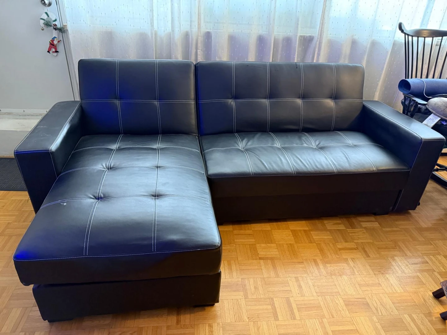 Sectional leather sofa bed