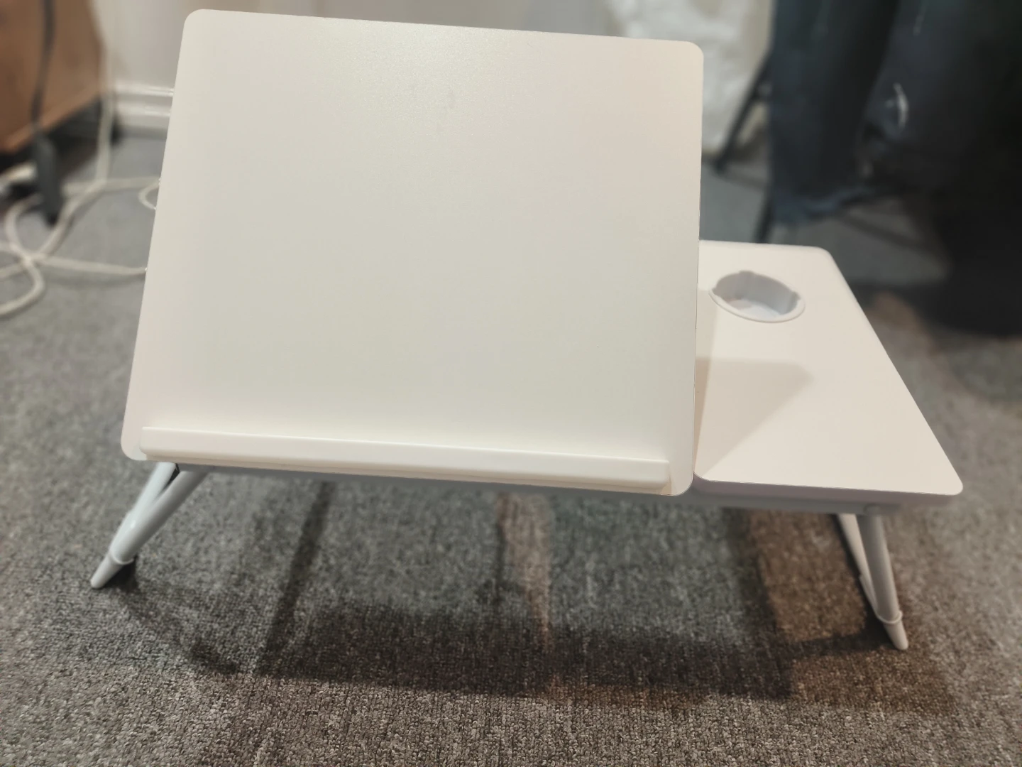 White Foldable Lap Desk with Cup Holder