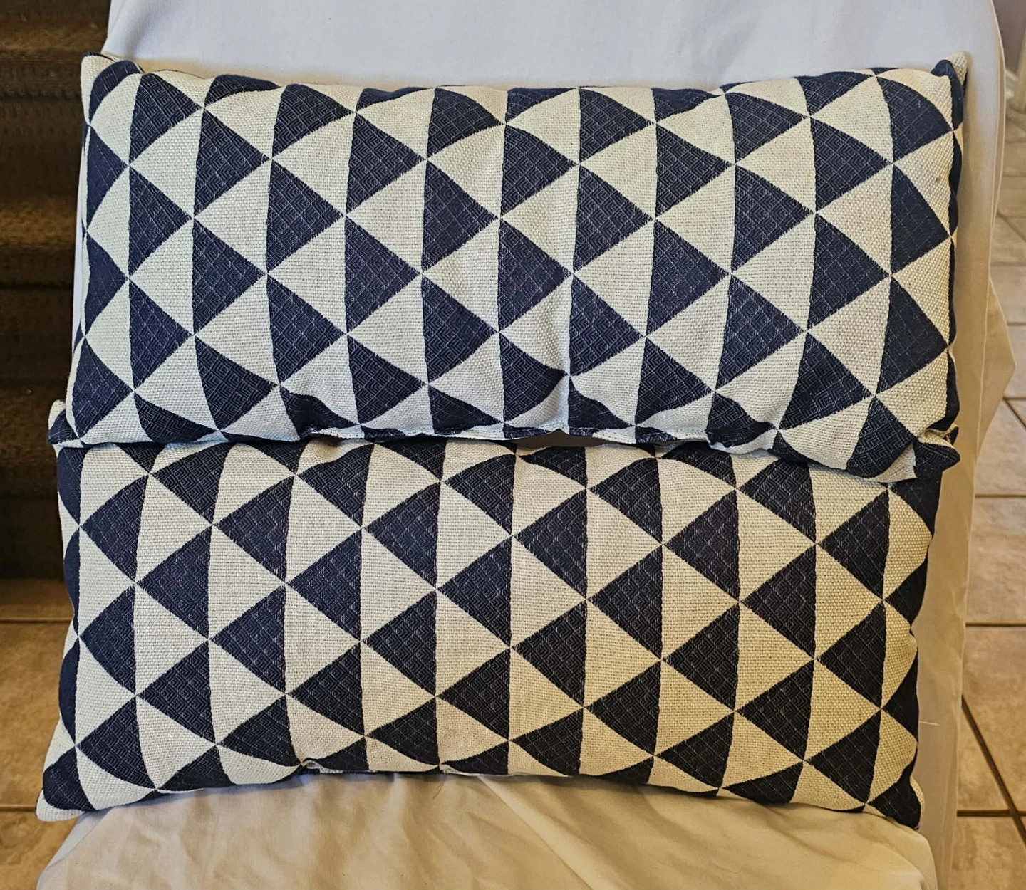2 Blue and White Indoor/Outdoor Rectangle Decorative Pillows
