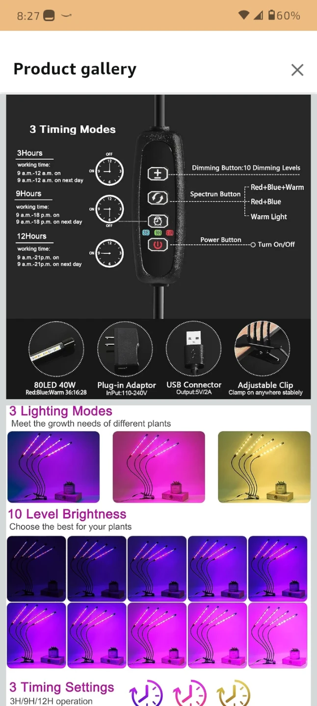 LEOTER 4-Head LED Grow Light for Indoor Plants - photo 3