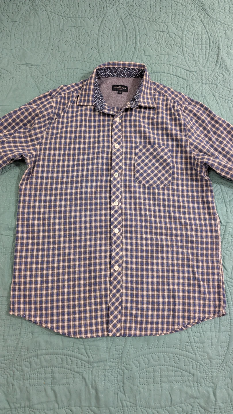 RUE SAINT-PATRICK Men's Plaid Long Sleeve Shirt Size M