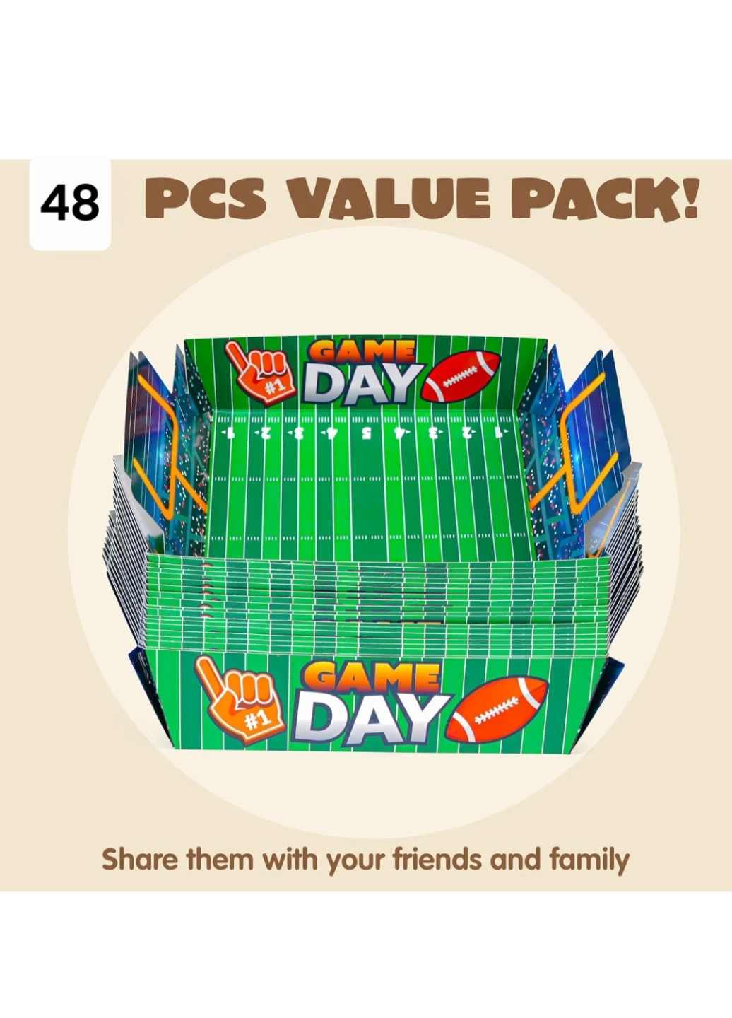 48 Pc Football Game Day Value Pack Serving Trays - photo 4