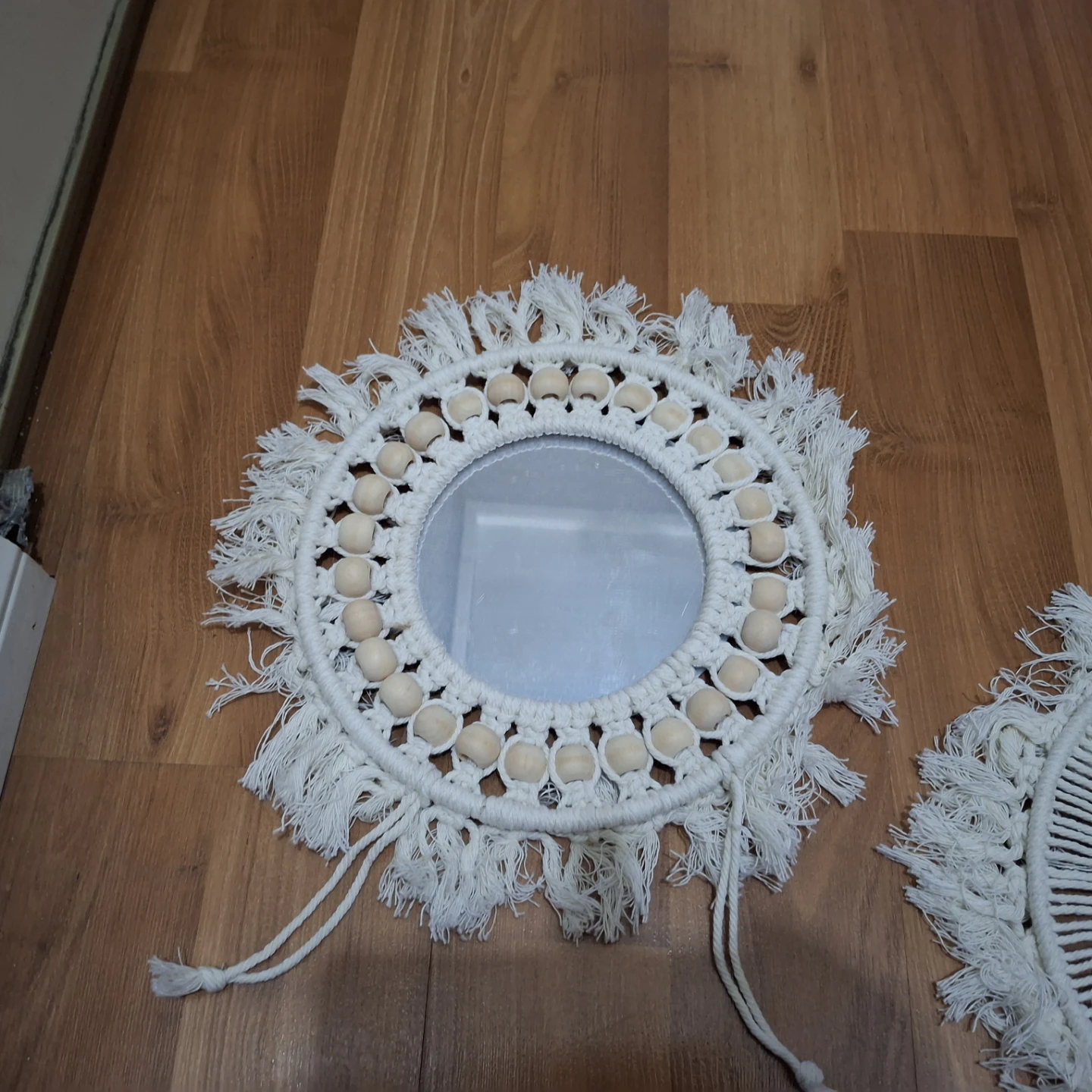 Boho Macrame Wall Mirrors with Wood Beads (Set of 2) - photo 3