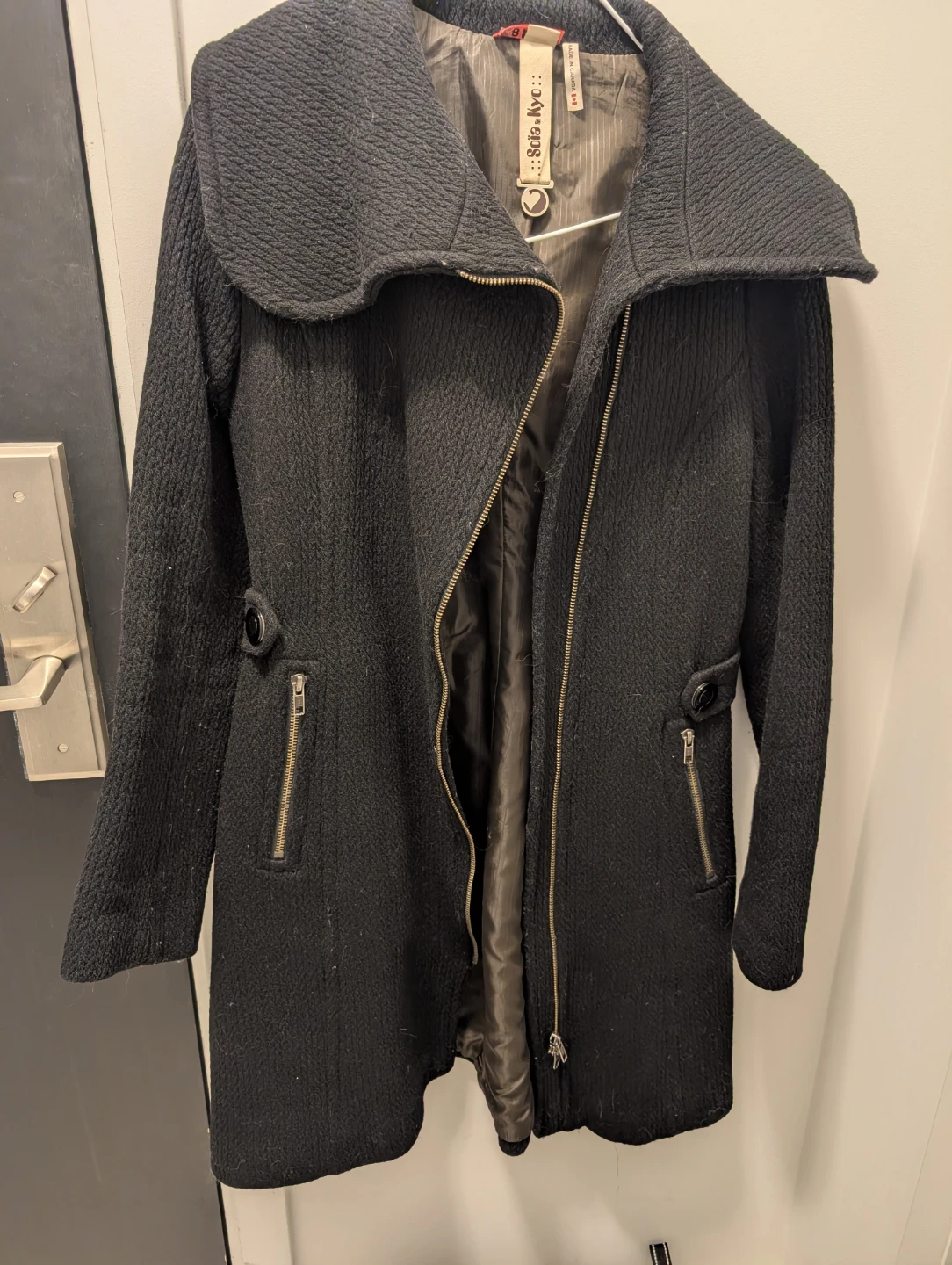 Soia & Kyo Black Wool Blend Coat