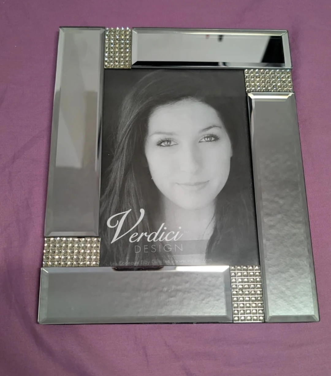 Verdici Design Mirrored Picture Frame with Rhinestones