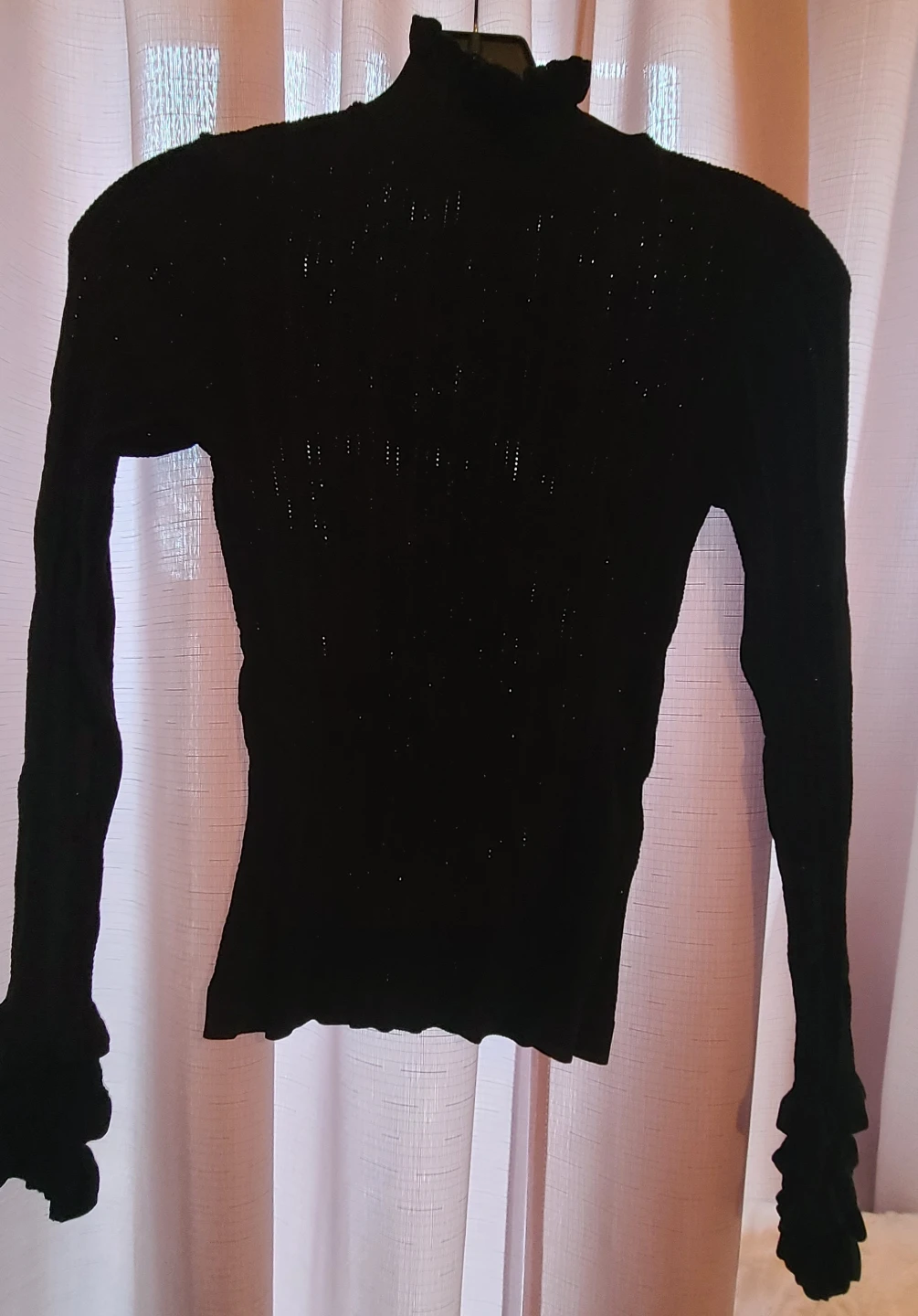 Zara Black Ruffle Neck Long Sleeve Sweater Top - photo 3