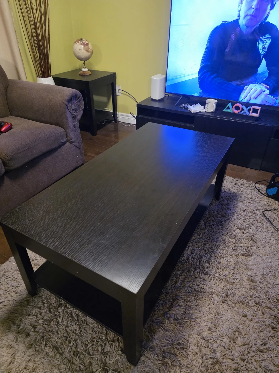 Dark Brown Coffee Table with Shelf