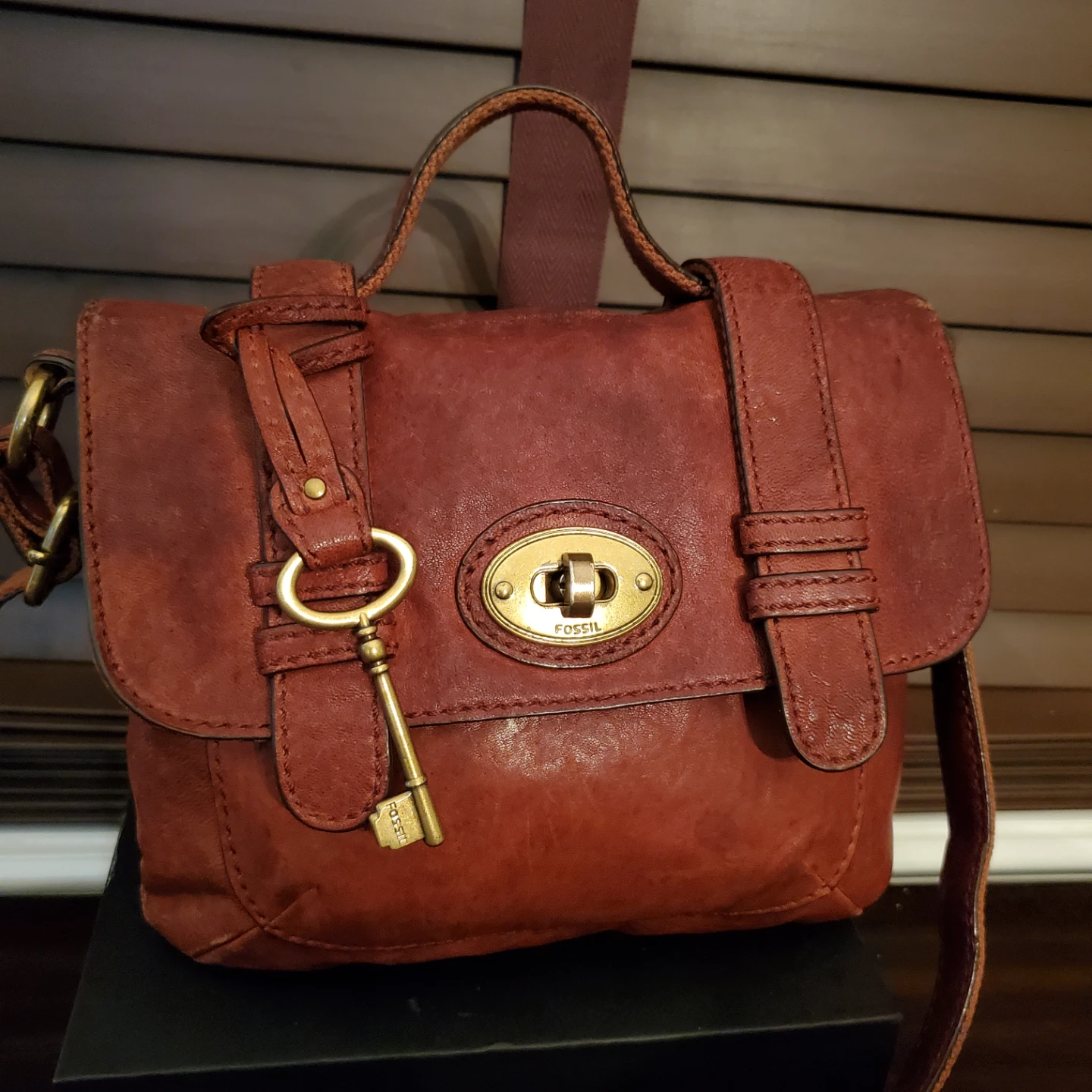 FOSSIL Long Live Vintage Leather Crossbody Satchel Bag