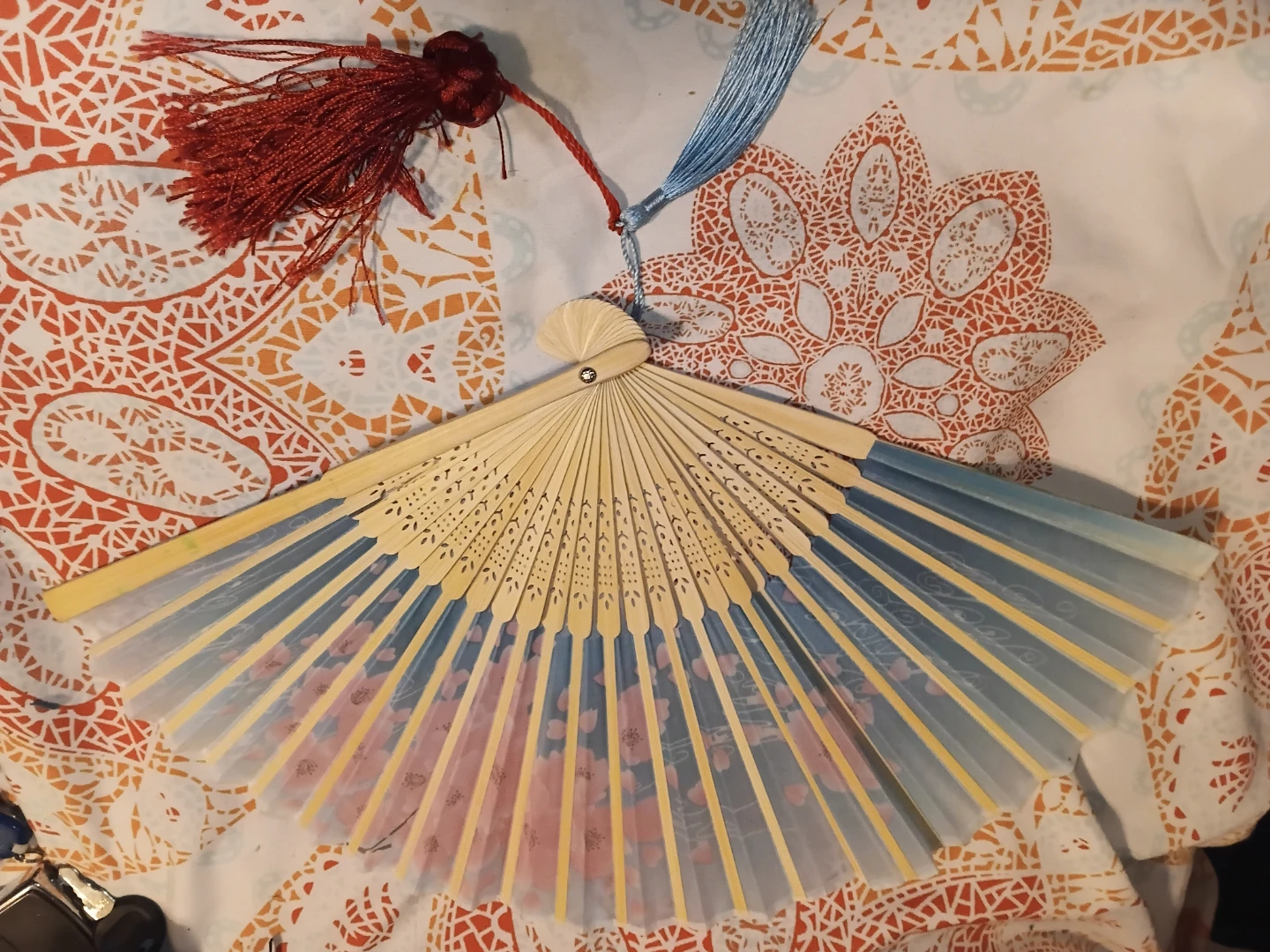 Decorative Folding Fan with Tassels