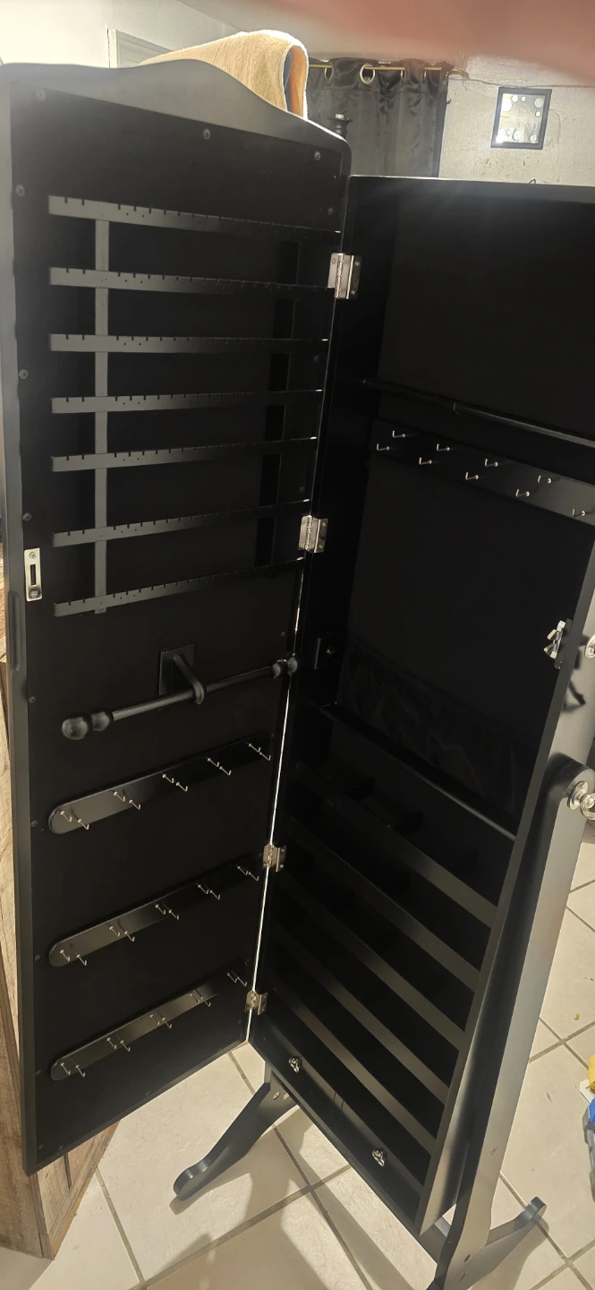 Black Jewelry Armoire with Full Length Mirror
