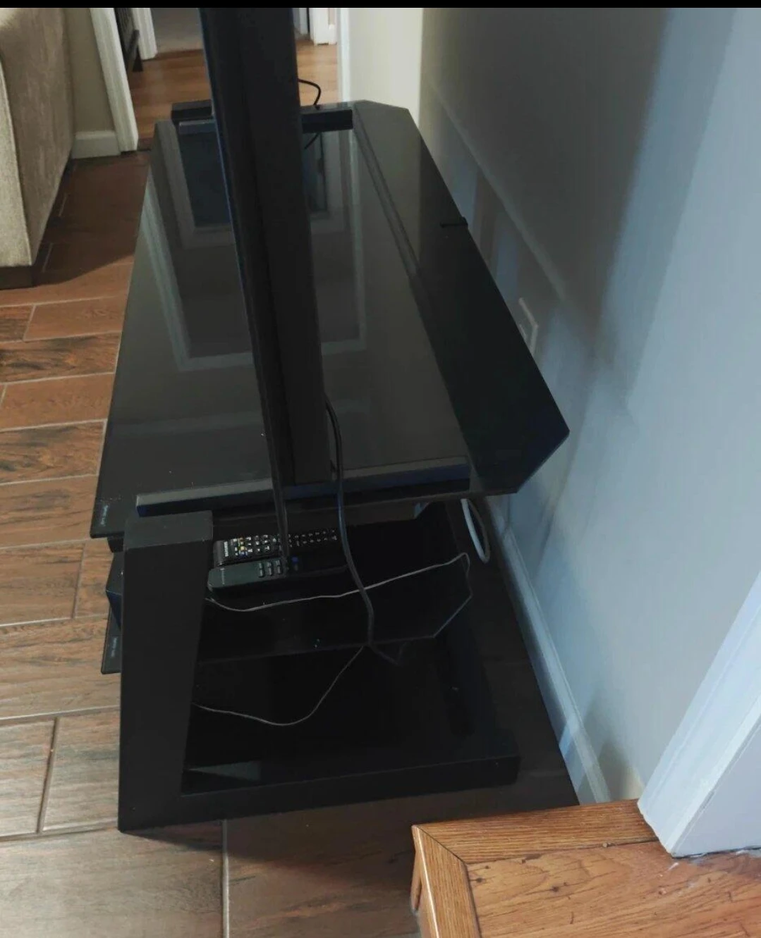 Black Glass TV Stand with Mount - photo 2