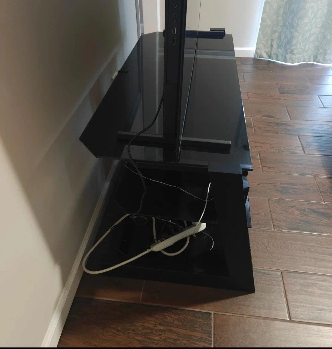 Black Glass TV Stand with Mount - photo 3