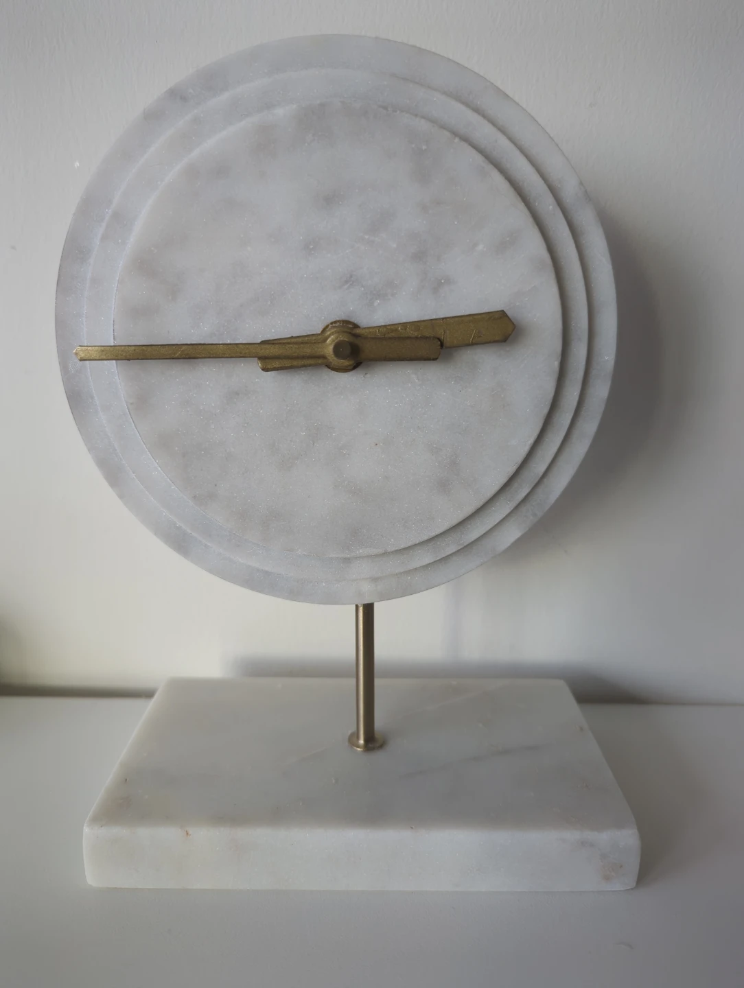 West Elm Marble Desk Clock with Brass Hands