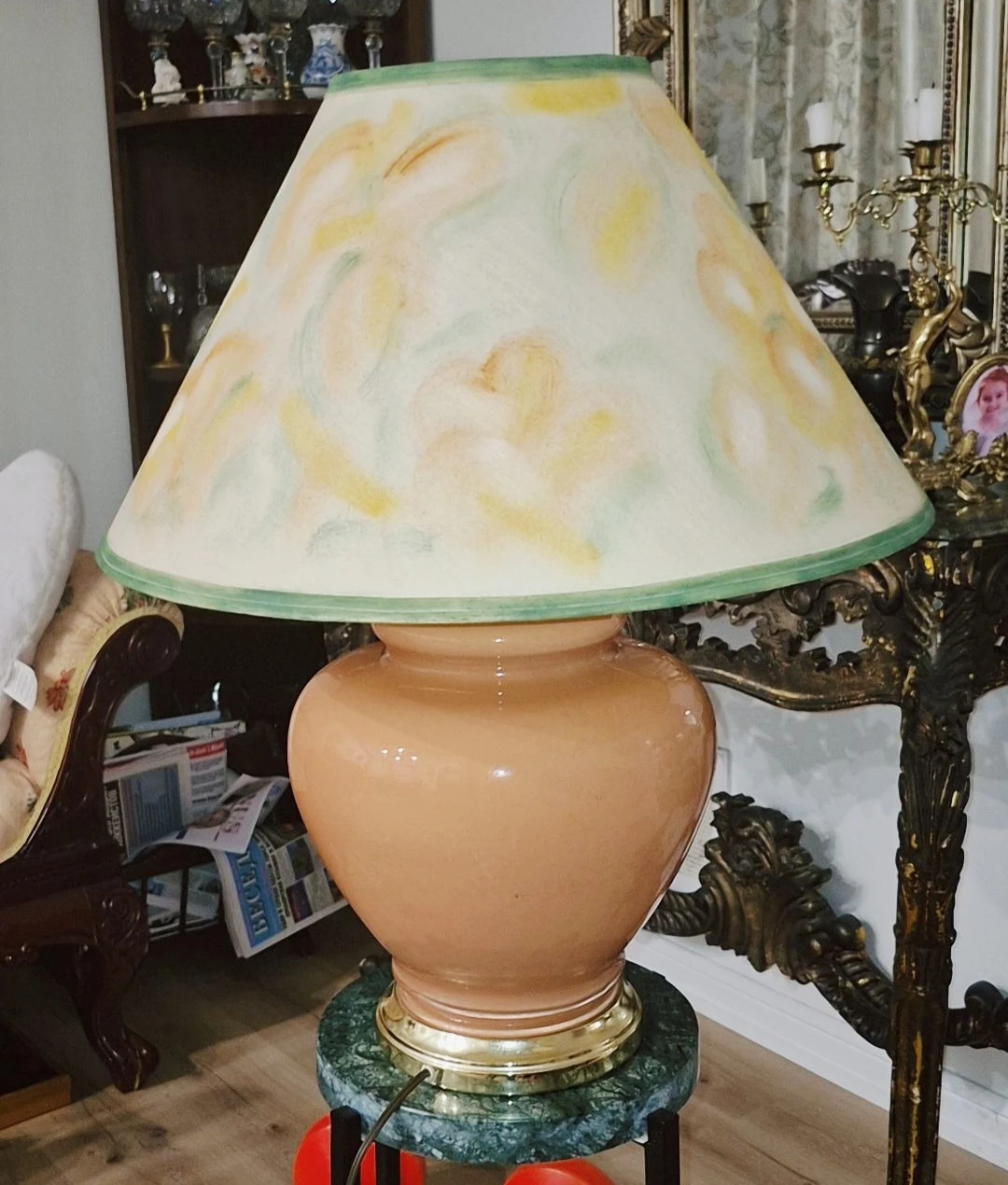 Peach Swirl Table Lamp