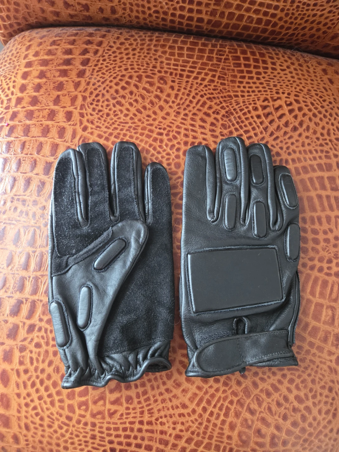 Black Leather Security,  Riding Gloves- Size XL