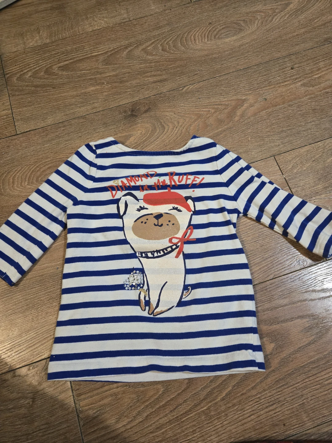 Kids' Striped Long Sleeve Shirt with Dog Graphic