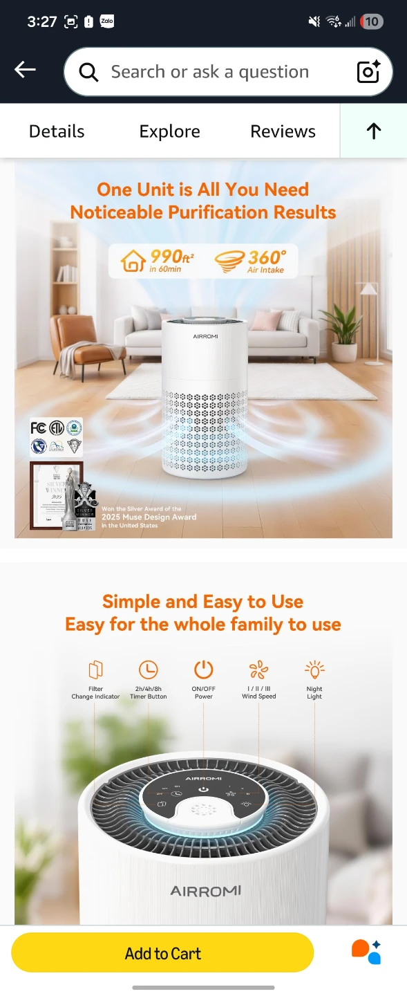 AIRROMI Air Purifier with HEPA Filter - photo 4
