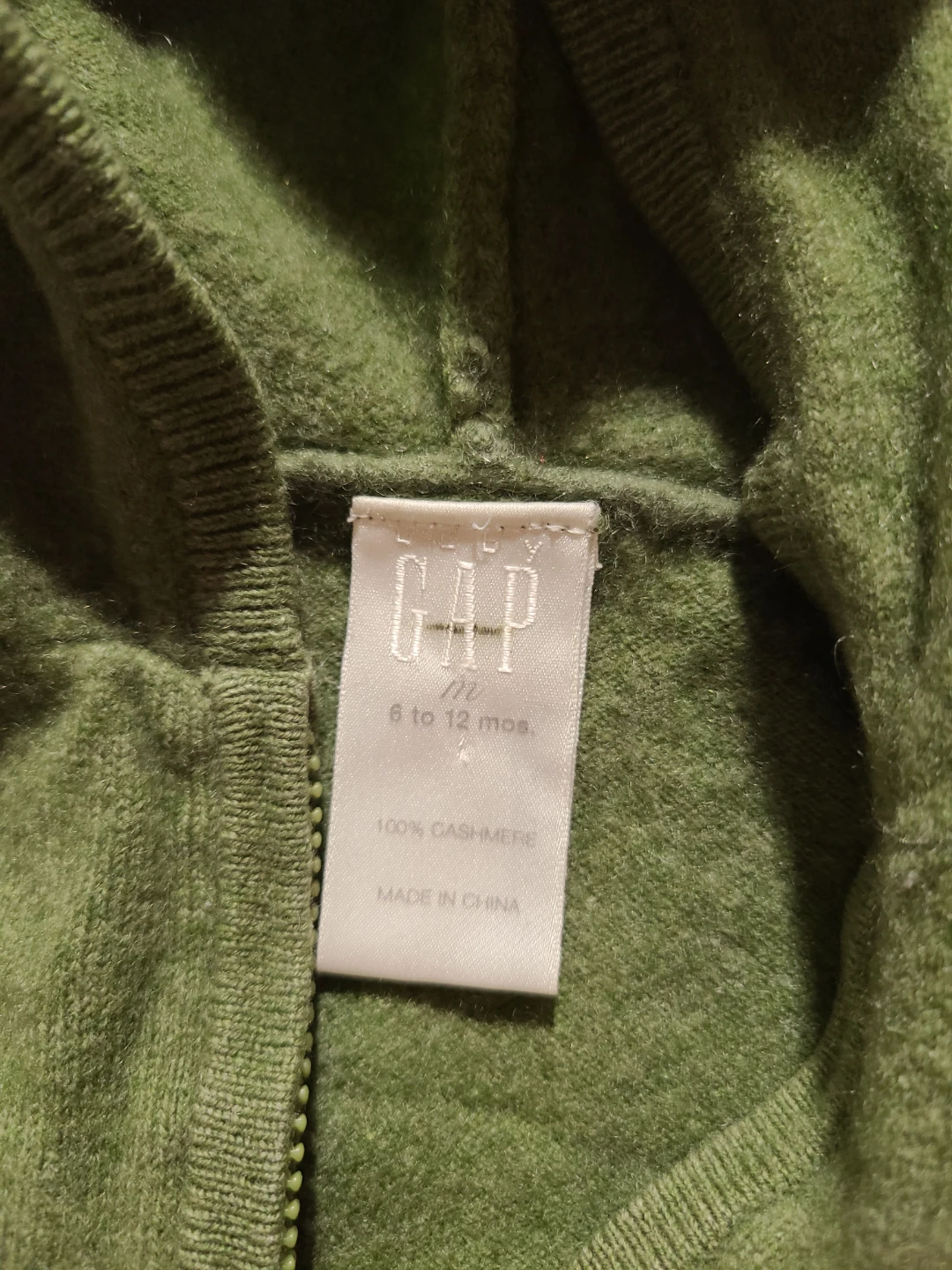 GAP 100% Cashmere Baby Hoodie 6-12 Months Green 🥕 - photo 2