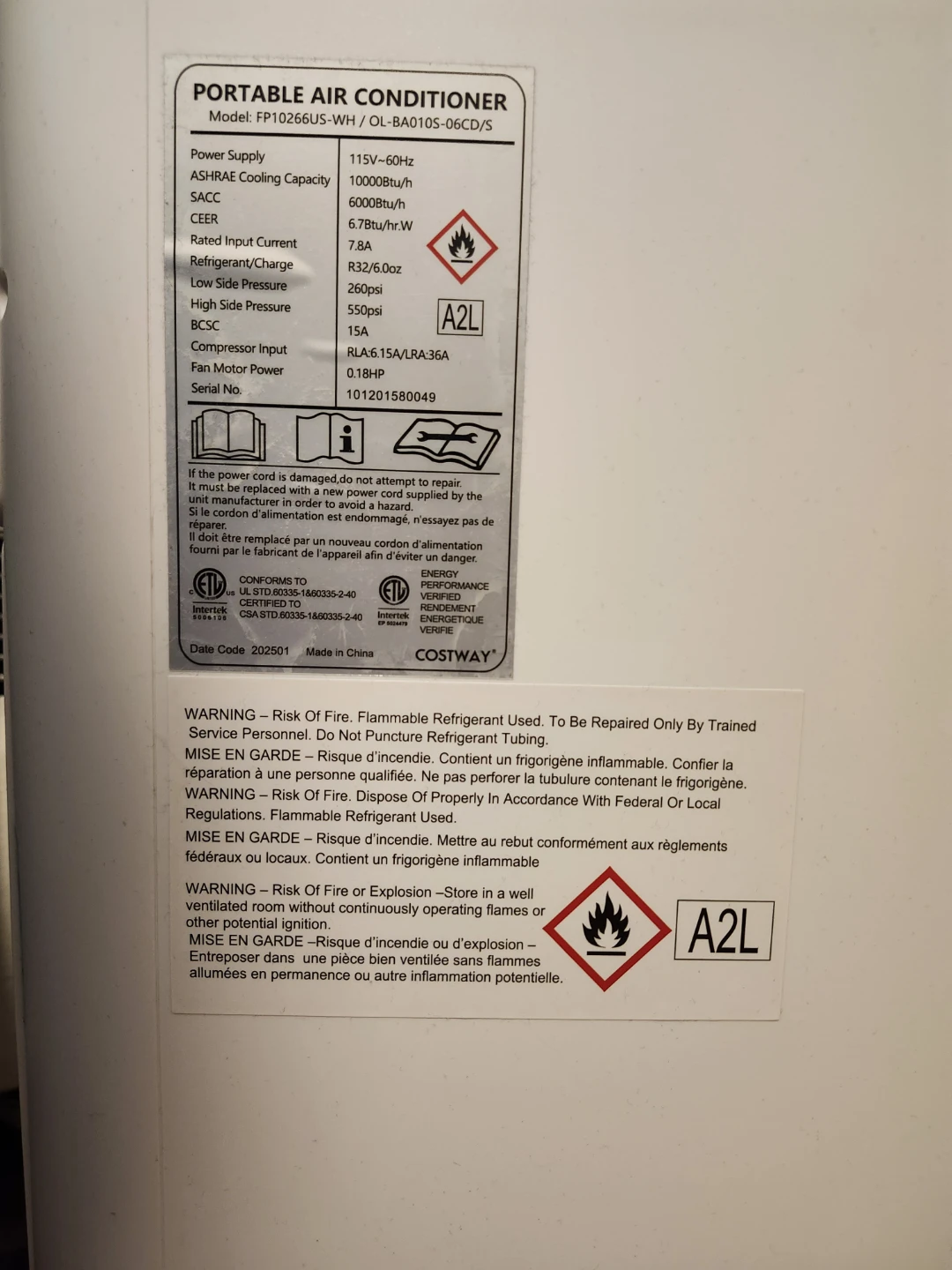 Costway Portable Air Conditioner 10000 BTU - photo 4