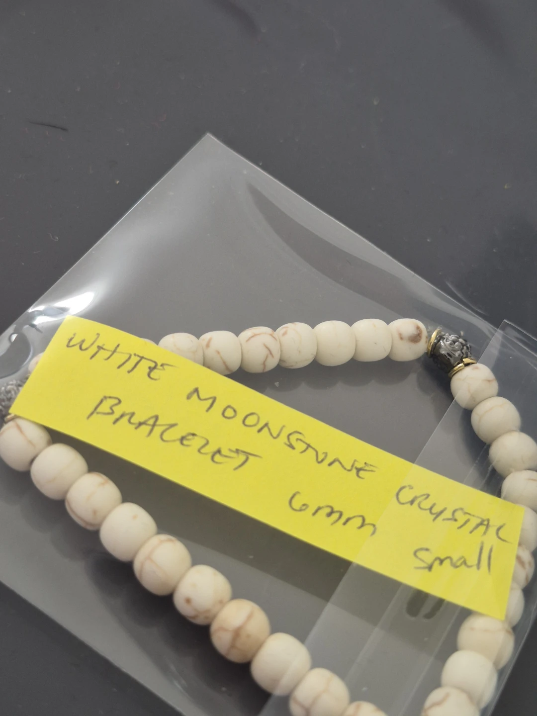 White Moonstone Beaded Bracelet - 6mm Beads - photo 4