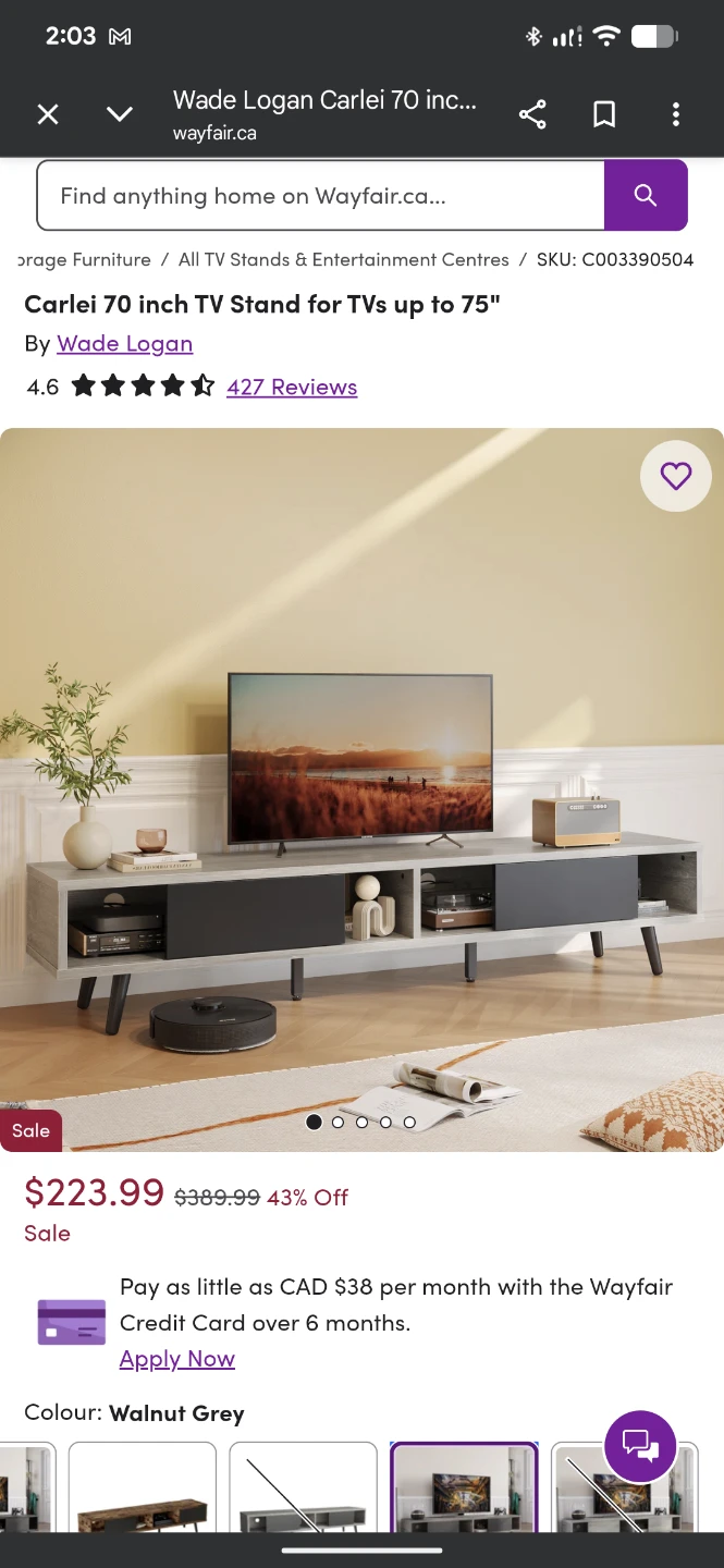 Mid-Century Modern TV Stand - Grey Oak - photo 3