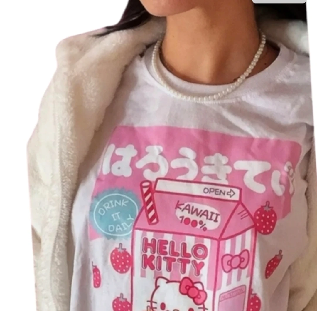 Sanrio Hello Kitty milk bubble tea Kawaii tee NEW WITH TAGS M - photo 3