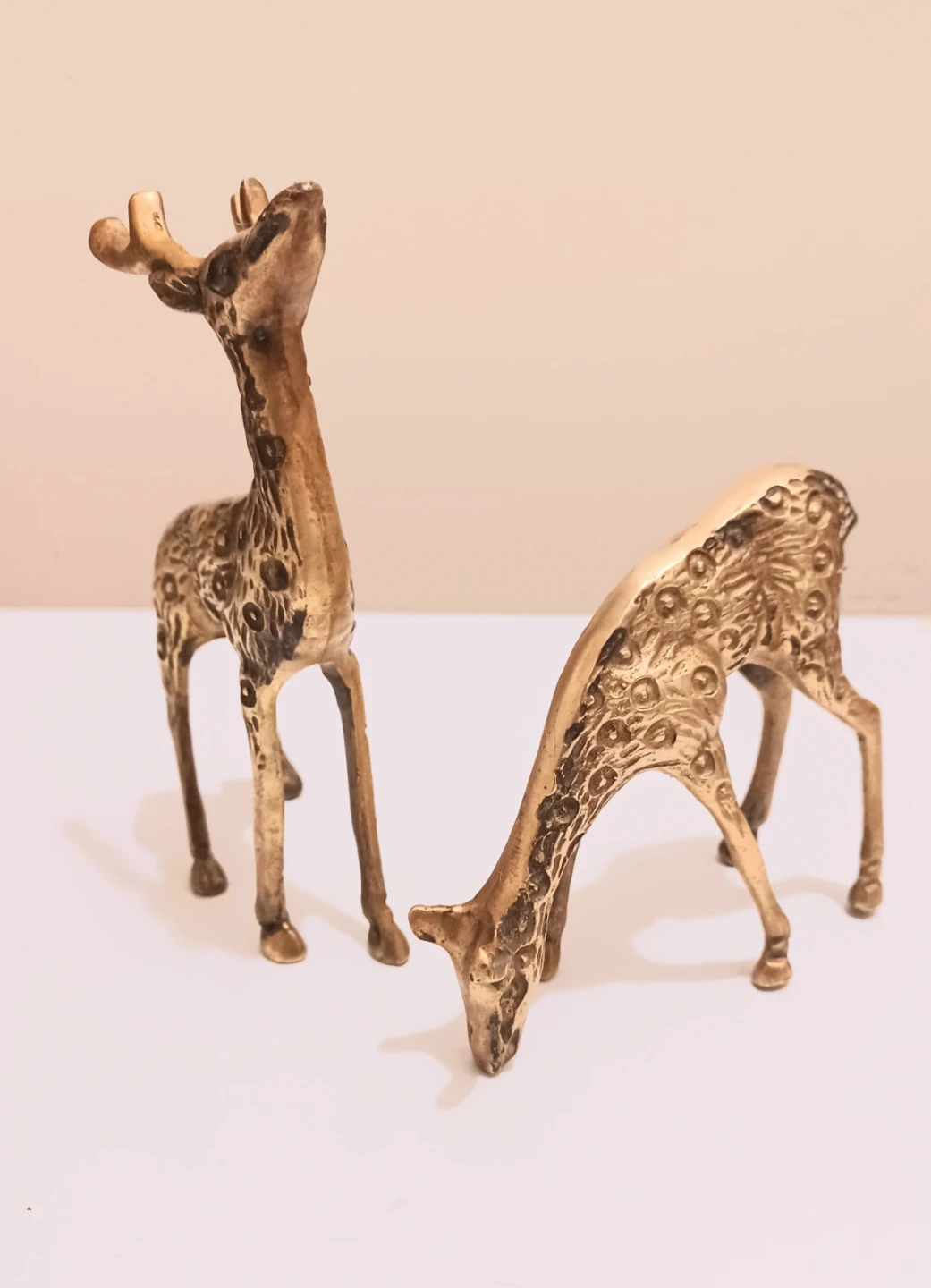Vtg Unique Brass Deer Figurines Set - photo 2