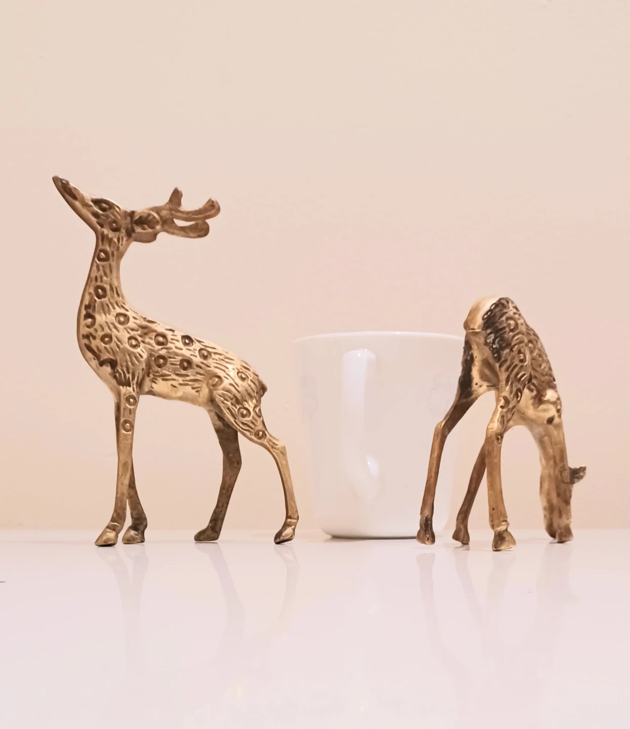 Vtg Unique Brass Deer Figurines Set - photo 4