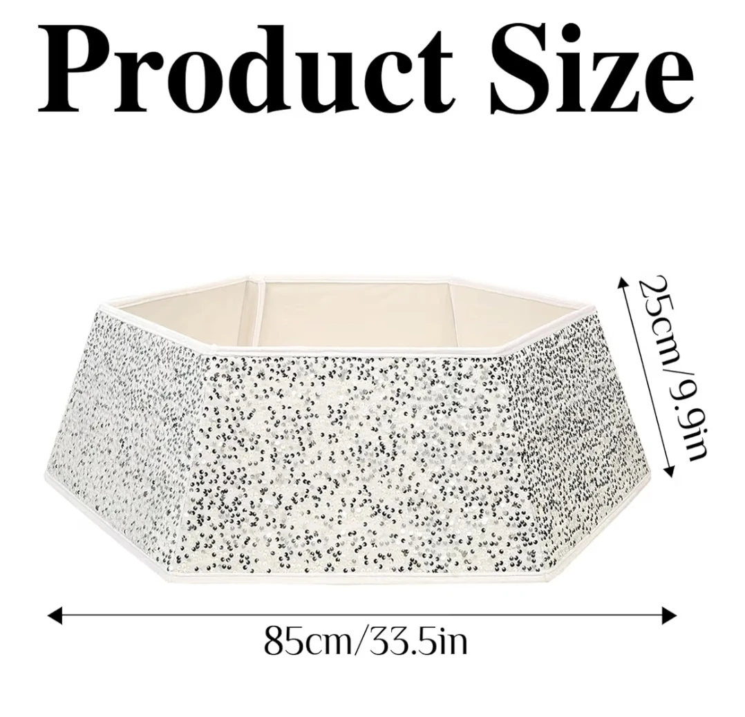 XmasExp Christmas Tree Collar, 33.5 inch Sequin Tree Skirt - photo 3