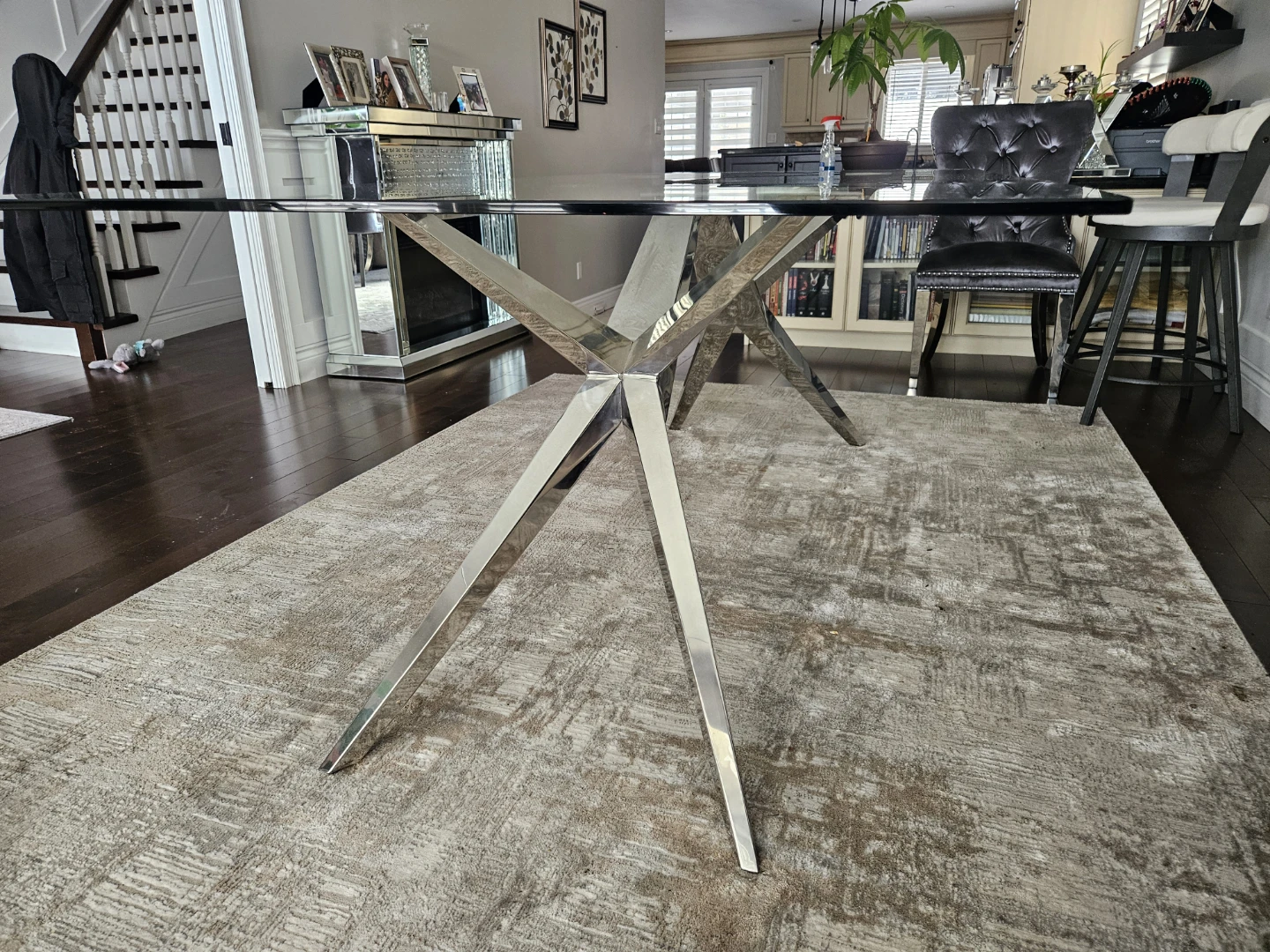 Glass Dining Table with Chrome Base - photo 2