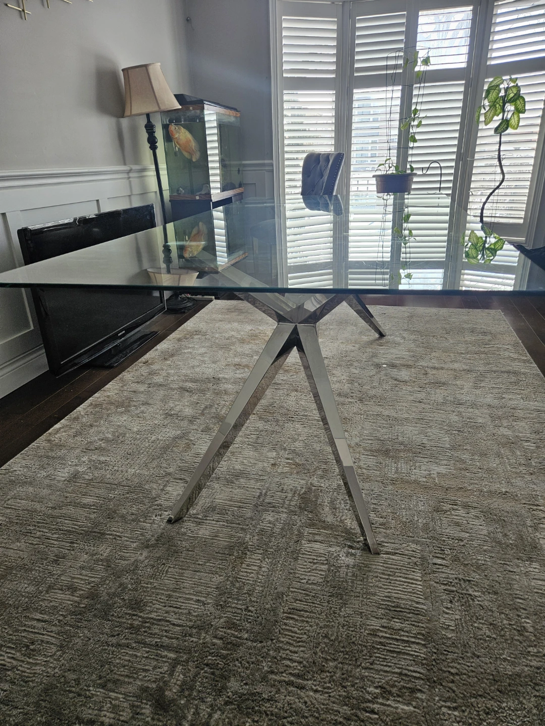 Glass Dining Table with Chrome Base - photo 3