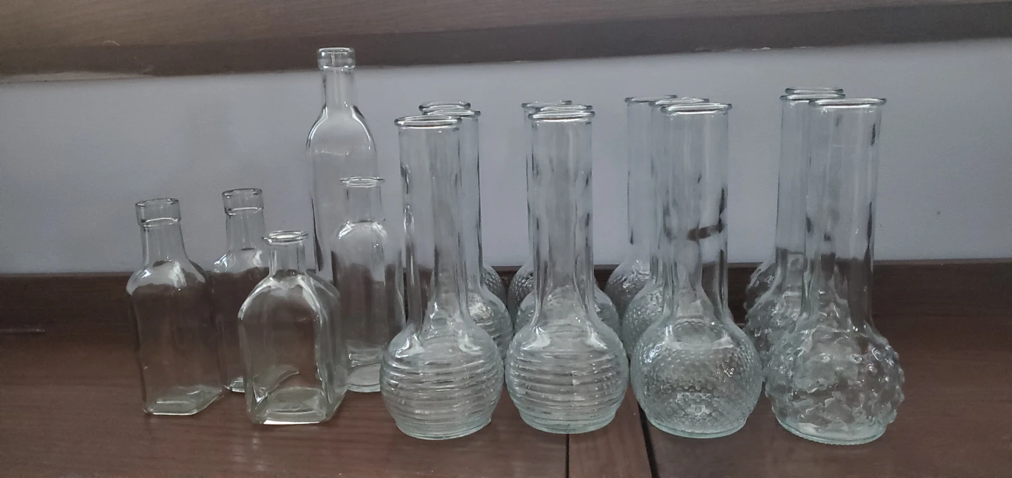 Assorted Clear Glass Bottles and Vases - Lot of 17