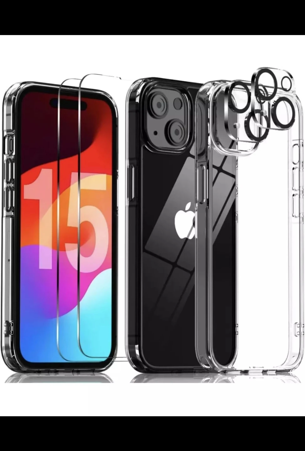 Clear Phone Case for iPhone 15 6.1 inch with Screen Protector