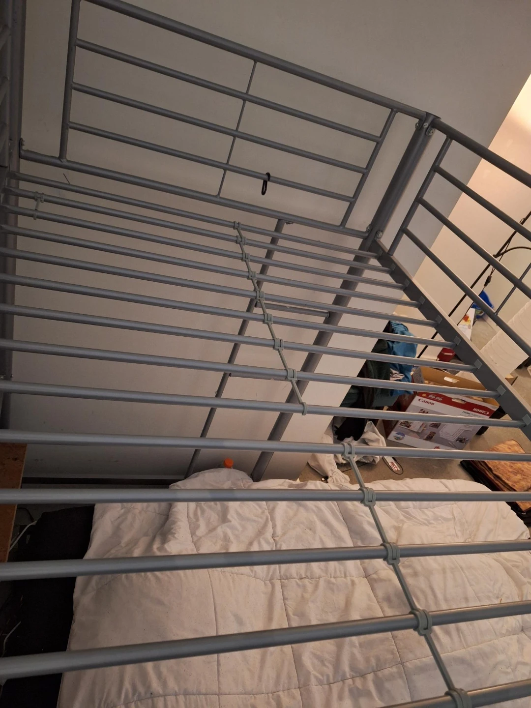 Silver metal bunk bed frame, twin
