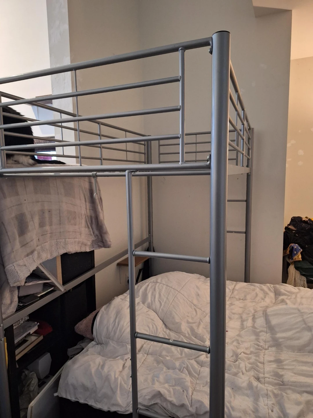 Silver metal bunk bed frame, twin - photo 2